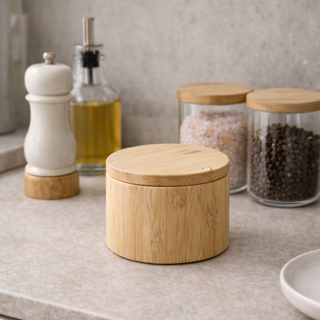 Wooden Salt Cellar with and without Spoon for Kitchen - image 5