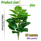 One Pcs 100cm Lifelike Artificial Palm Tree with 18 Leaves - Vibrant Green Faux Plant for Home Spring Decor Weddings Gardens