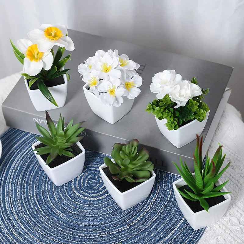 Artificial plants small bonsai,6PCS  DIY crafts desktop windowsill display rack display decoration