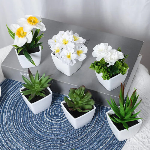 Artificial plants small bonsai,6PCS  DIY crafts desktop windowsill display rack display decoration