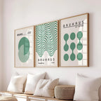 Blue & Yellow Wavy Line Abstract Art Canvas Poster Mid Century Geometric Wall Art Poster for Modern Living Room Home Decor
