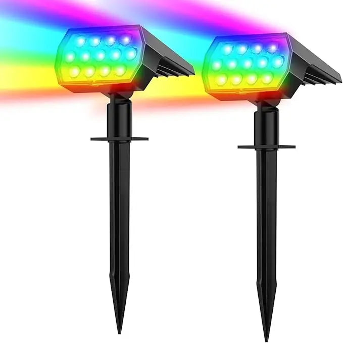 Solar Spot Lights Outdoor52 LED 3 Modes Solar Landscape Spotlights IP65 Waterproof Wall Lights for Walkway Yard Garden
