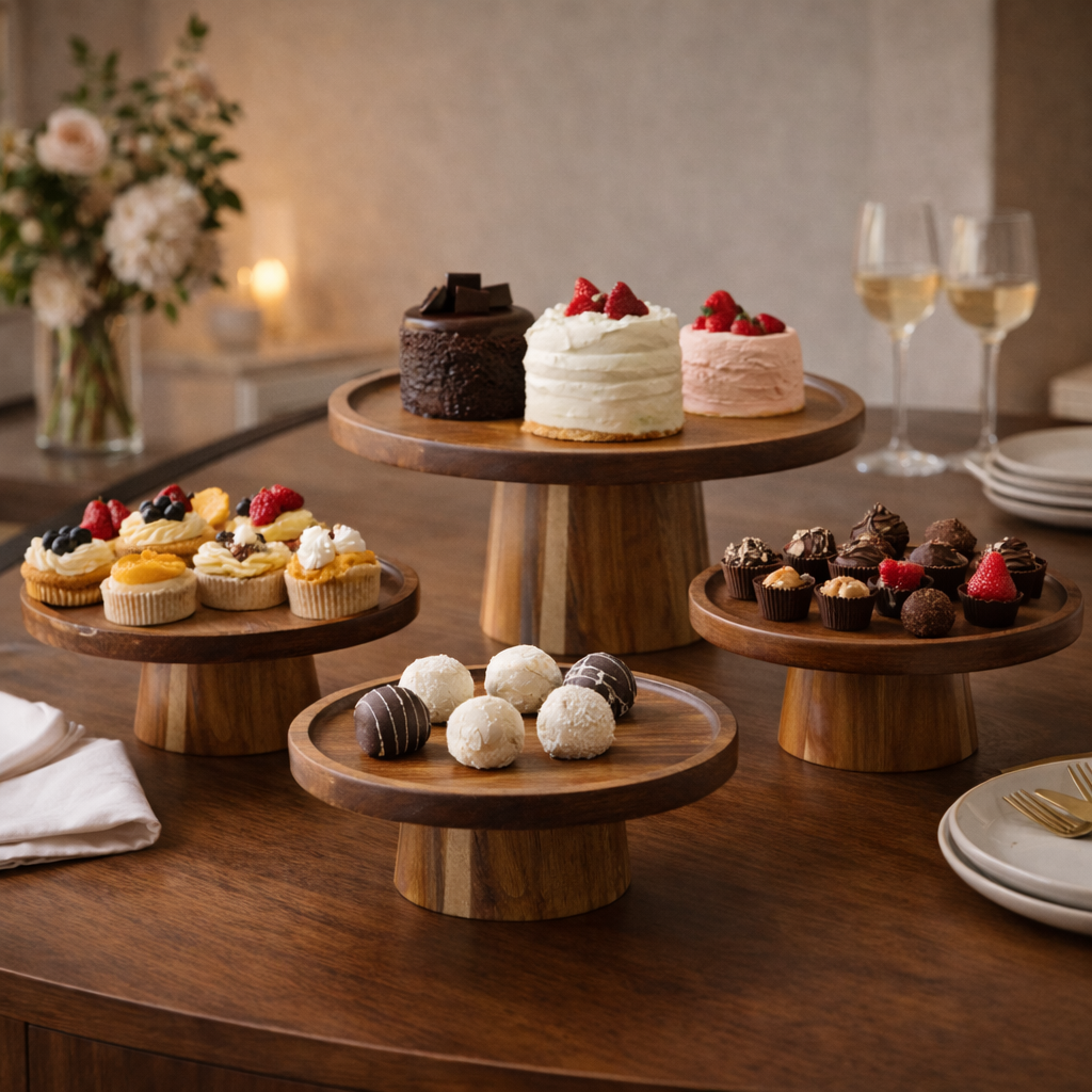 Tall Wooden Cake Stand for Cakes and Fruit Decorative - image 2