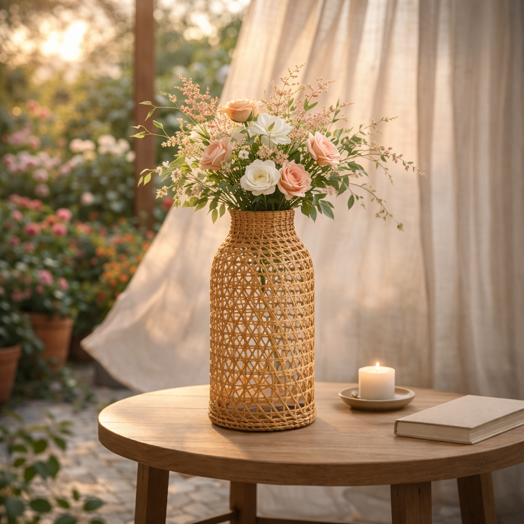 Decorative Glass Vase with Natural Fibre - image 2