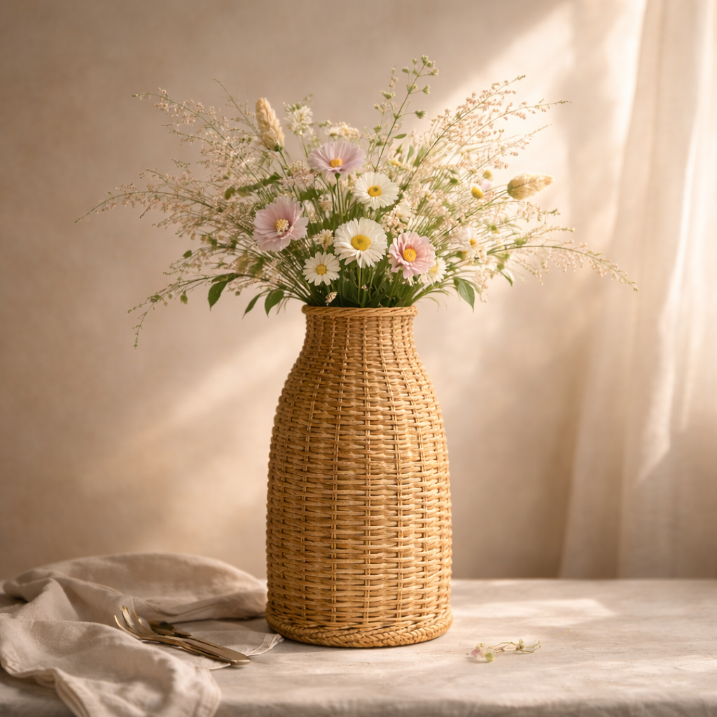Decorative Natural Fibre Vase for Living Room and Table - image 2