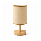 LED Table Lamp with USB in Linen and Wood