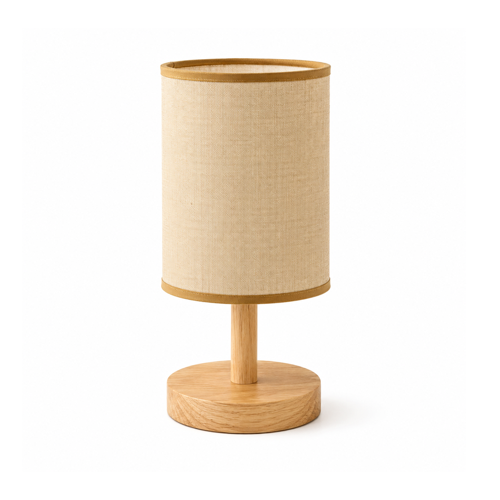LED Table Lamp with USB in Linen and Wood