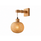 Bamboo Wall Lamp with Wooden Arm