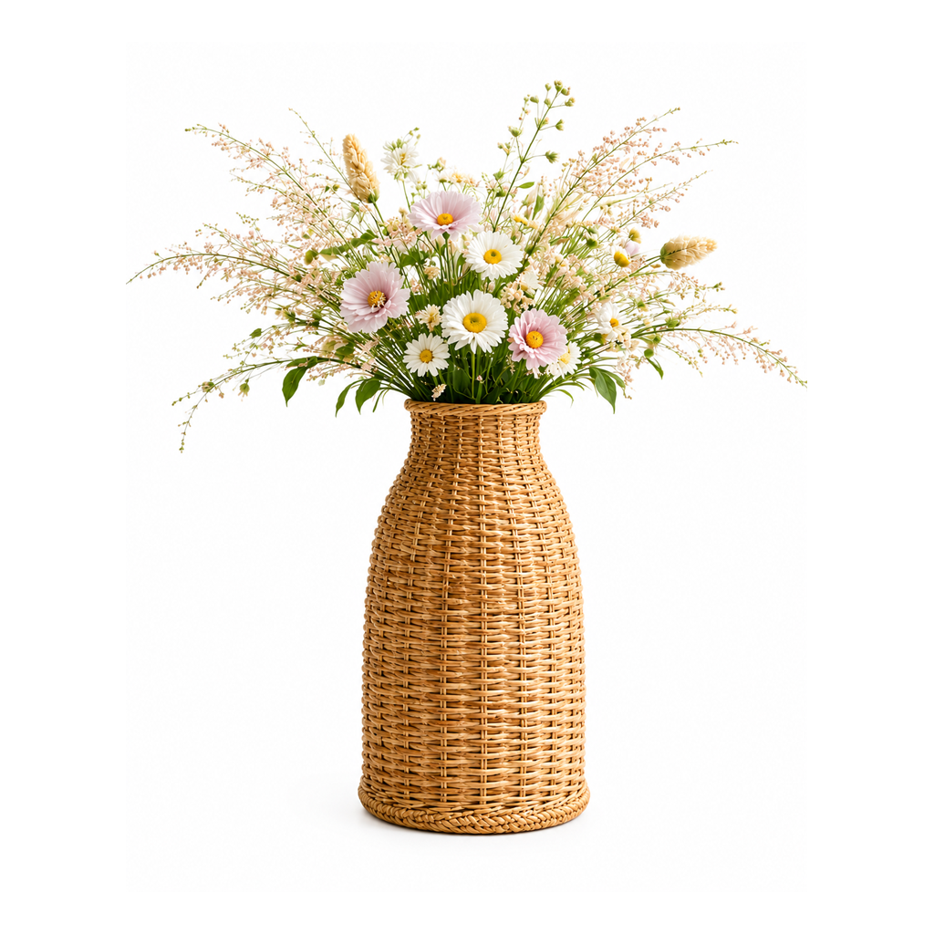 Decorative Natural Fibre Vase for Living Room and Table