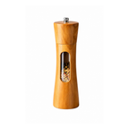 Wooden Pepper and Salt Mill for Kitchen with Adjustable Grind and Transparent Window