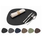 Waterproof Placemat in Faux Leather with Organic Shape for Table Setting