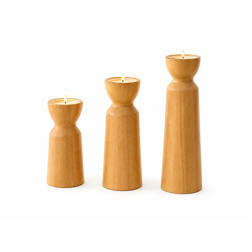 Wooden Candle Holder Decorative for Living Room and Table with Minimalist Design