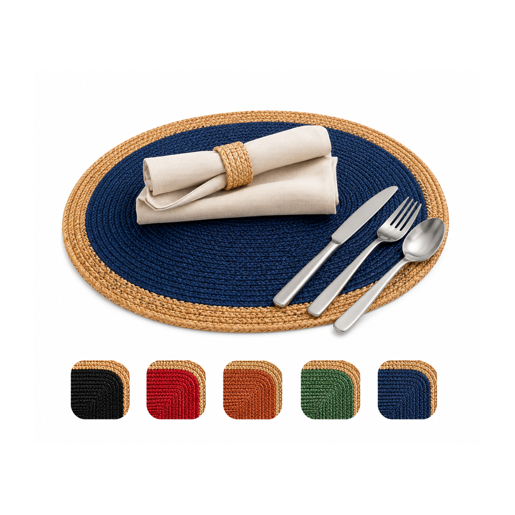 Round Colourful Placemat for Dining and Table Setting 6 Units