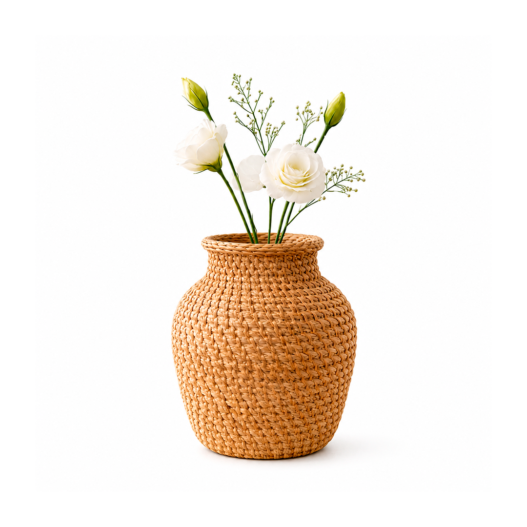 Decorative Wicker Vase for Table and Living Room with Handcrafted Design